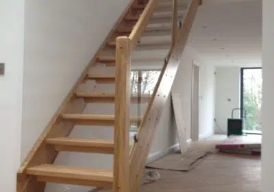 Open tread oak staircase