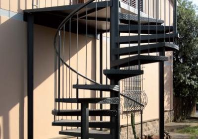 Exterior Black spiral staircase